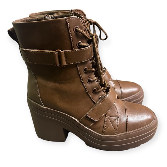Limelight Women's Jazzie Brown Lace Up Zipper Platform Boots - Picture 4 of 8